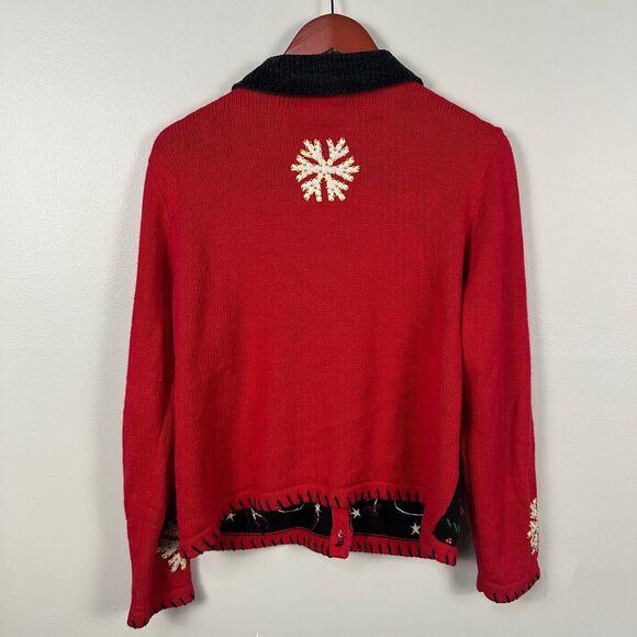 Vintage Studio Fa La Womens Small Holiday Cardigan Sweater Snowman Winter - Picture 5 of 5